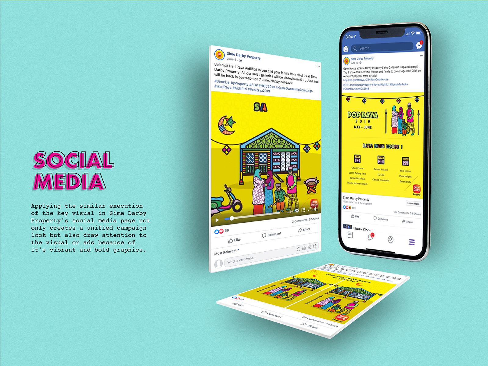 Sime Darby POPRAYA 2019 key visual adaptation into various social media post design